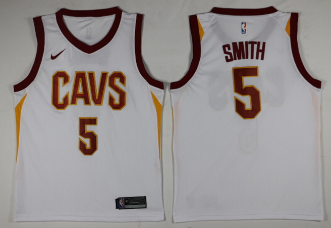 Men Cleveland Cavaliers #5 Smith White Game Nike NBA Jerseys-0